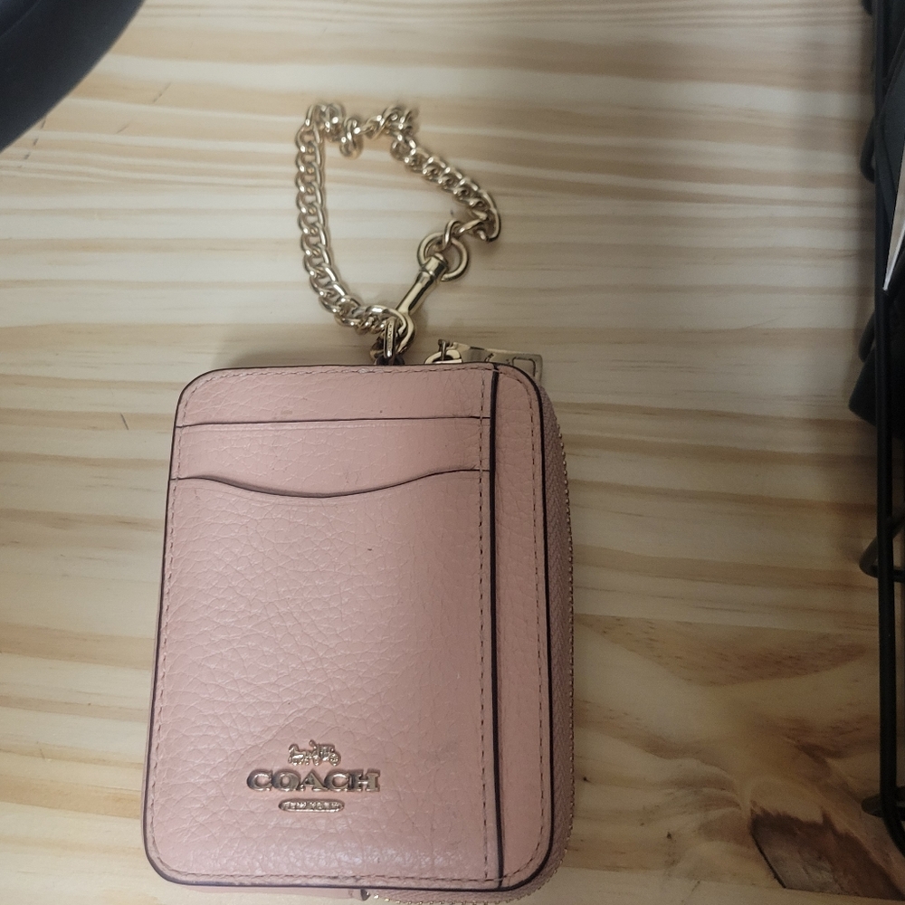 Coach Blush Card Holder with Chain